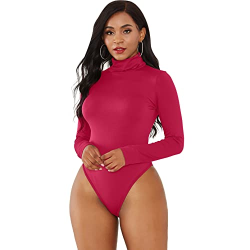 Bodysuits de mujeres verdes en talla S con cuello alto YXWYXWA manga larga