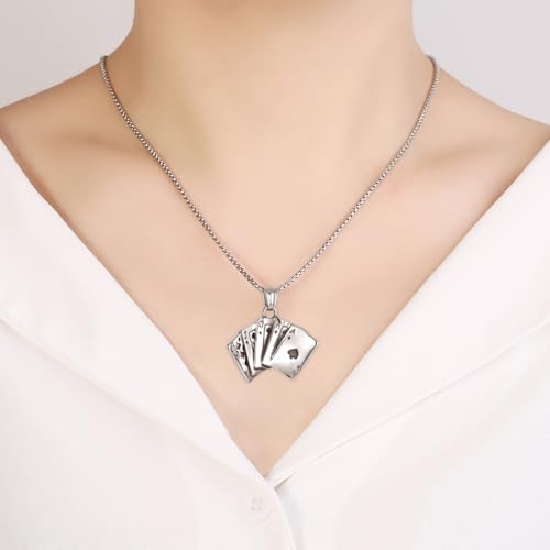 Ace of Spade Royal Flush Cremation Necklace For Ashes Stainless Steel Playing Card Memroial Urn Jewelry Of Loved Ones Engravable2