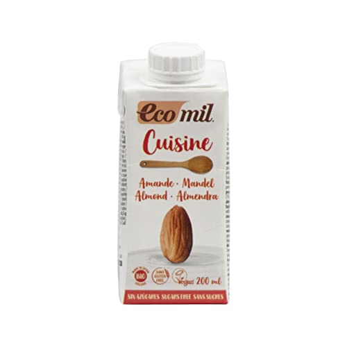 Ecomil - Crema De Almendra Bio, Salsa De Almendra Para Cocinar, Nata Bio De Almendra, Ingredientes De Agricultura Ecológica - 200 Ml