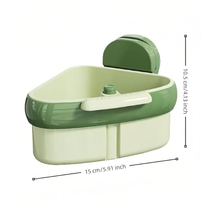 Corner Sink Strainer, Suction Cup Sink Corner Rack, Food Waste Catcher for Sink, Automatic Dumping Triangle Sinks Basket Shelf with Suction Cup, Sucker Corner Hanging, for Kitchen (Green)