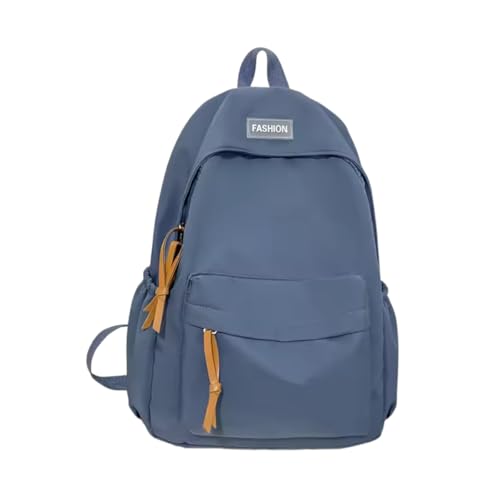Mochila Feminina Pastel Fofa – Bolsa Casual Colorida com Bolso Frontal e Alças Ajustáveis (Azul)