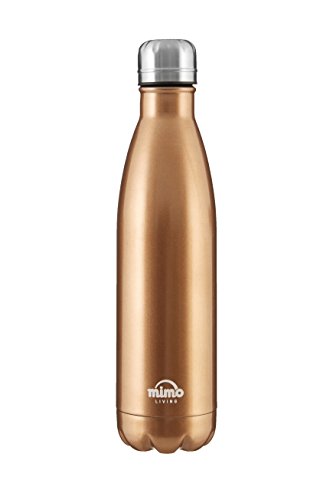 Premier Housewares MIMO Vakuum Flasche Fläschchen 350 ml, Edelstahl, 7 x 7 x 28 cm, Edelstahl Silikon Polypropylen, Gold-metallic, 500 ml