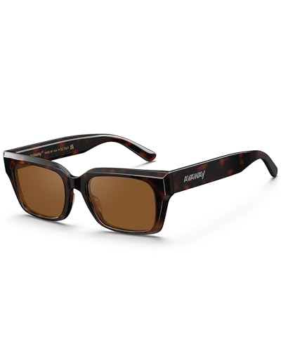 Image of AVAWAY Chunky Rectangle Sunglasses for Men Women, Polarized Trendy Large Acetate Frame UV400 Protection Driving Sun Glasses