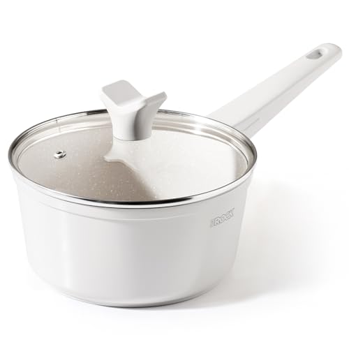 THE ROCK SOHO Ceramic Nonstick Saucepan with Lid, 1.9 Quart Non Toxic Small Pot with PPG Fusion Pro...