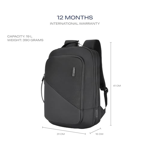 Safari SELECT 19L SAGE Formal Backpack, 17 Inch Laptop Pocket, Premium Fabric, Dedicated Tech Compartment, Water Resistant, USB Charging, Laptop & Tablet Bag, Backpack for Men & Women, Black