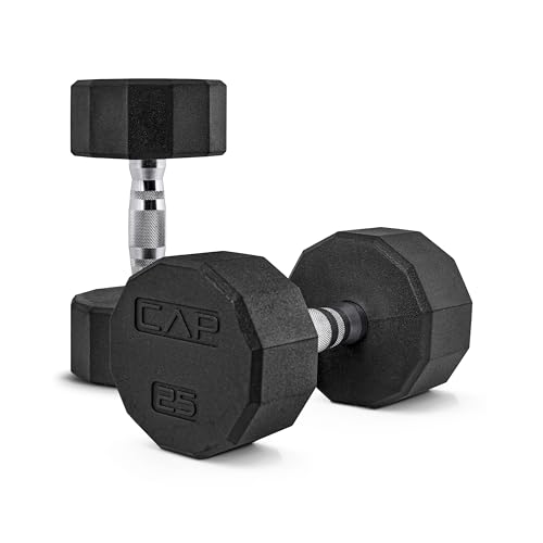 CAP Barbell 12-Sided Coated Dumbbell with Chrome Handle, Pair, 25 LB