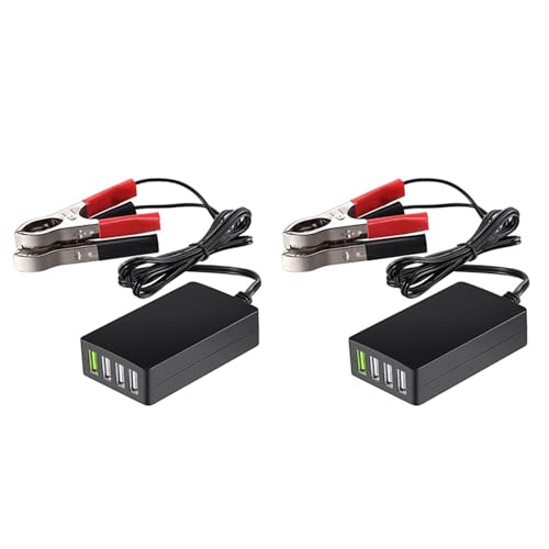 Kufughty 2X CC PortáTil con Clip para BateríA, Cargador USB de 4 Puertos de 12 V/24 V una 5 V Adaptador Multipuerto Otros TeléFonos Inteligentes y Tabletas