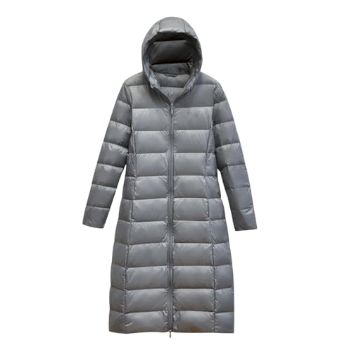 Plumífero Ligero Mujer Largo Capucha Plumifero Ultraligero Chaqueta Plumas Abrigo Plumon Plumiferos Ligeros Chaqueta Acolchada Ligera Cazadora Plumas Puffer Jacket Mujer Quilted Jacket Women Gris L