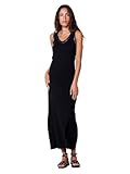 Koroshi Vestido Maxi Punto canalé Mujer, de Color Black, Talla L