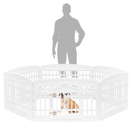 IRIS USA 24" 6-Panel Dog Playpen with Door, 61 x 61 x 24, Puppy Playpen, Dog Play Pen Indoors, Pet Fence, Puppies/Small Dogs, White - Image 5