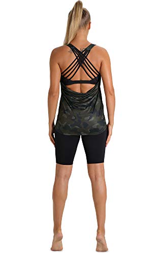 Image of icyzone Women's Open Back Workout Athletic Yoga Tank Tops with Built in Bra