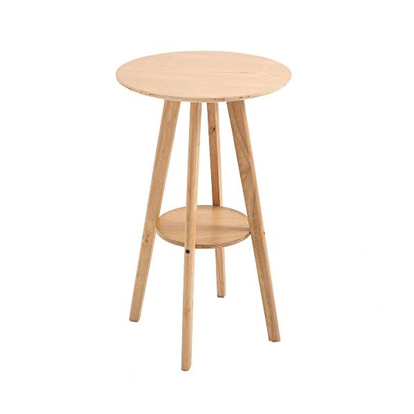 HOMCOM Bar Table Round Cocktail Bistro Table with Wood Legs for Pub, Dining Room, Kitchen & Home bar