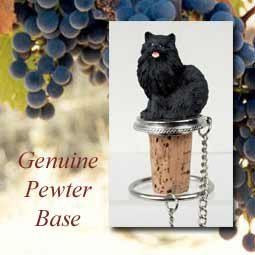 Pomeranian Black Wine Bottle Stopper DTB03B