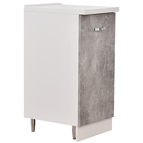 Shally Dogan Mobile Base per Cucina con Anta Singola e Due Scomparti, Mobiletto con Struttura in Legno Robusta e Resistente, Colore Grigio Cemento, Mobile Componibile Dimensioni 40 x 50 x 85H cm
