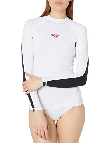 Roxy womens Xy Long Sleeve Rash Guard Shirt, Snow White Pink, Medium US