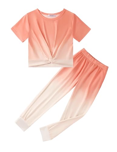 Image of Arshiner Girls Clothing Sets Tie Dye Twist Front Tops & Sweatpants Outfits Sportwear Sweatsuits Tracksuits 4-13 Year