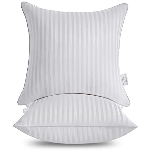 Oubonun Upgrade Throw Pillow Inserts with 100% Cotton Cover, 20 x 20 Inches Square Form for Decorative Cushion Bed Couch Sofa -White, Set of 2 Cover