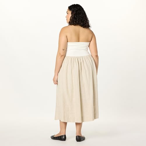 Image of The Drop Womens Hellen Strapless Mixed Media Maxi Dress