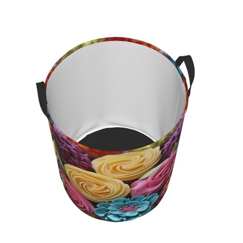 Panier à linge pliable multicolore taille M avec motif arc-en-ciel