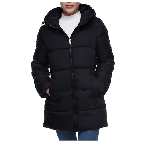 Rokka&Rolla Women's Lightweight Water-Resistant Puffer Jacket Hooded Winter Long Coat2