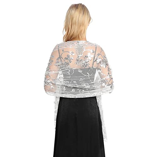Étole avec paillettes pour couvrir les épaules sur une robe de mariée