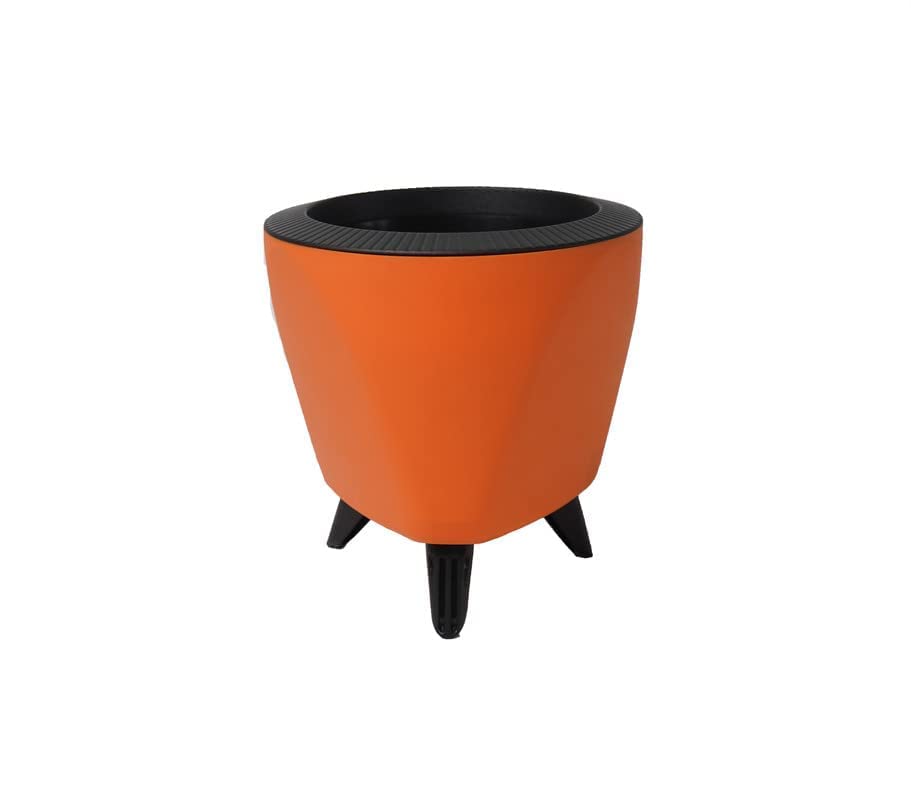 Image of Garden Art Indoor Outdoor Self Watering Planter Home Living Room Office Tabletop Decorative Plastic Flower Pot 5.1 Inch PPLAO (Orange, 3) (Pack of 3)