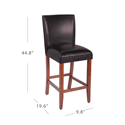 Image of HomePop Counter Stool, 29-Inch, Dark Brown Faux Leather