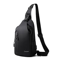 Pangogogo Umhängetasche Herren Klein, Leichte & Wasserdichte Sling Bag für Männer, Brustbeutel/Crossbody Bag für Travel, Festival, Alltag, Wandern & Radfahren (Schwarz)