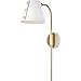Mitzi HL174201-AGB/WH Meta-4W 1 LED Wall Sconce With Plug in Style-6.75 Inches Wide by 22 Inches High, Finish Color: Aged Brass/White, Shade Color: White