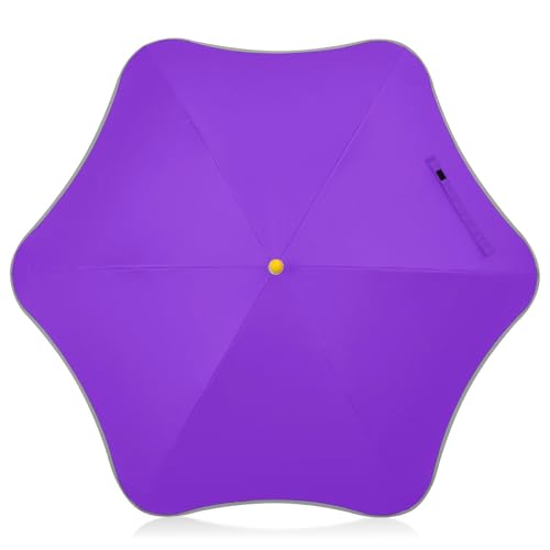 Yuiboo Paraguas para niños, color azul, violeta, morado, protección contra la lluvia, el sol y el viento, con tira reflectante, paraguas pequeño para mochila, a prueba de pellizcos, para niños y niñas