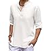 Produktbild Casual Shirt Herren Slim Fit Stehkragen Knopfleiste Einfarbig Shirt Herren Einstellbar Langarm Design Leinenhemd Herren Einfachheit All-Match Basic Shirt Herren G-White XL