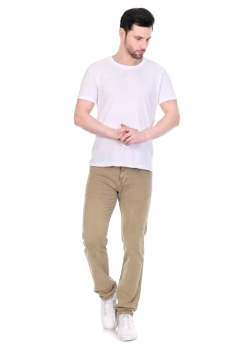Image of Cotton Comfort Fit Jeans for Men | Full-Length Solid Denim Pants with Button Closure, Embroidered Design, Mid-Rise Casual Trousers for Daily | Classic Jeans for Office Bottoms (DI-249)