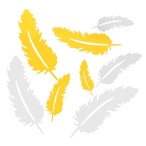 IMIKEYA 8 peças autocolantes decorativos parede penas padrão acrílico espelho autocolante para sala de estar quarto cozinha quartos de crianças