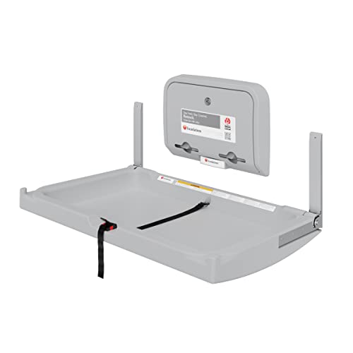 Foundations Elements Horizontal Wall Mounted Baby Diaper Changing Station & Liner Dispenser, Oversized Changing Surface, One Person Installation, Gray (300-EHLD-01)