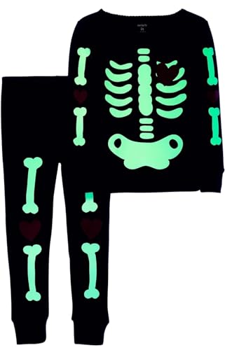 Carter's Girls 2-Piece Snug-Fit Cotton Halloween Pajamas (Glow in the Dark Skeleton, 5)2