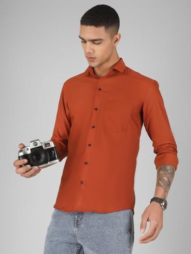 Image of Mens Cotton Lycra Full Sleeve Slim Fit Semi-Formal Shirt | Textured Pattern | Curved Hem