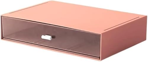 卓上小物ケース 小物入れ引き出し レターケース 書類ケース 収納ボックス 小物収納ボックス 透明 卓上 文房具 化粧品 事務用品 (ピンク,A)
