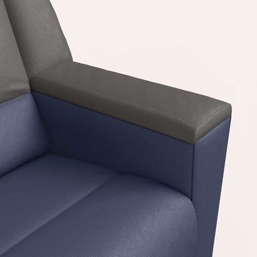 Image of Interio by Godrej Recliner, SumoV2 Manual 1 Seater Fab Leather Recliner, 3-Years Warranty (Blue Grey)