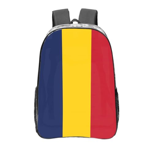 Sac à dos transparent avec poches et motif tchadien pour un rangement clair