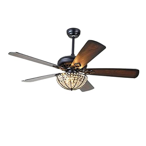 Ventilateur de plafond en cristal LED rétro pour salon et chambre