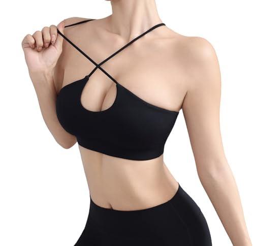 Le&Chung Crisscross Strappy Cut-Out Padded&Cross-Back Sports Bras for Women-Medium Support&Breathable for Yoga Gym Workout3
