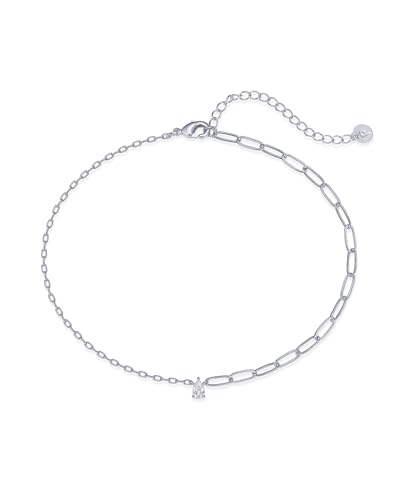Image of PAVOI 14K Gold Plated Anklet for Women - Trendy Link Chain Ankle Bracelet Summer Jewelry - Boho Dainty Anklets with Cubic Zirconia, Beaded, Evil Eye, Star, Station, Pearls Adjustable Gold Jewelry