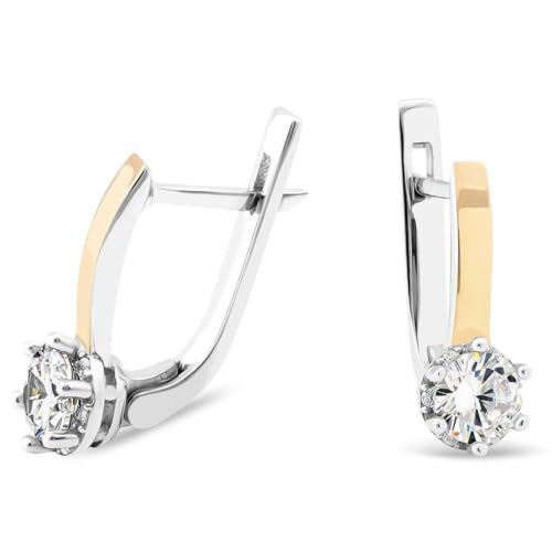 Boucles d'oreilles argent 925 et or 9 carats SiZ LuX 0848 avec oxydes de zircone