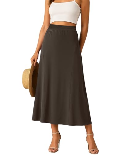 YSYOKOW Long Skirts for Women Flowy Elastic High Waist Midi