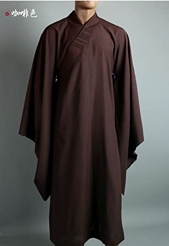 Monk Kung Fu Suits Buddhist Zen Lay Robe Meditation Clothing Uniforms Buddha Gown (Color : Gray, Size : Large)3