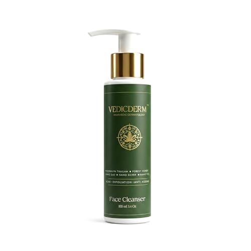 Image of VEDICDERM Red Vine Deep Facial Cleanser - pH-Balanced Face Wash with Ceramides & Peptides | For Acne, Rosacea, Eczema, Aging & Sensitive Skin | Sulfate-Free, Paraben-Free | 100ml (Pack of 1)