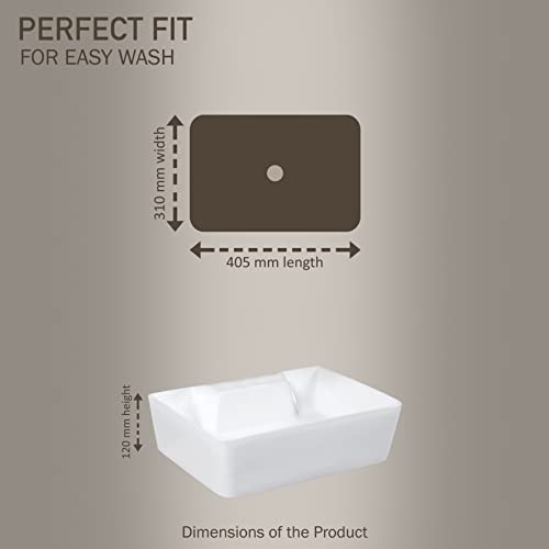 Image of Meta Table Top Ceramic Wash Basin - Countertop Designer Vessel Sink - Bathroom Washbasin over counter For Hotel Home Living Room - Glossy Finish (16 x 12 x 4.5 Inch, White)