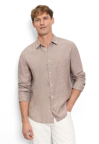 OLYMP Herren Freizeithemd Langarm 404014,Einfarbig,059 Casual 22,Kent-Kragen,braun 28,XL