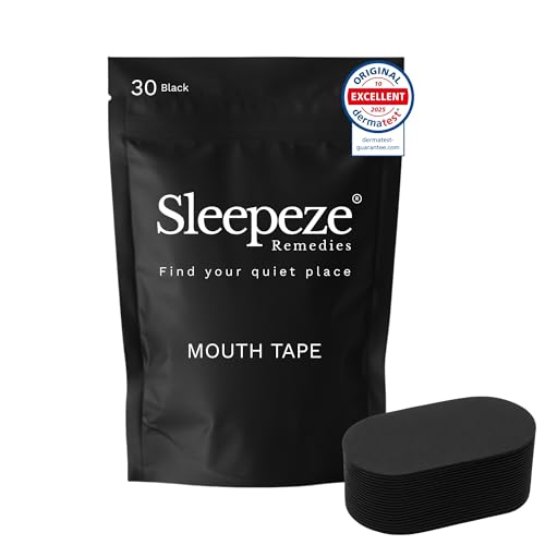 Sleepeze Remedies 30 bandes buccales anti-ronflement en tissu noir