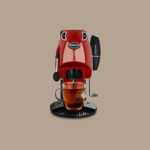 Generico Macchina a cialde Coffee & Tea color Rosso Pieno con frullino e supporto integrato ed erogatore per infusi.